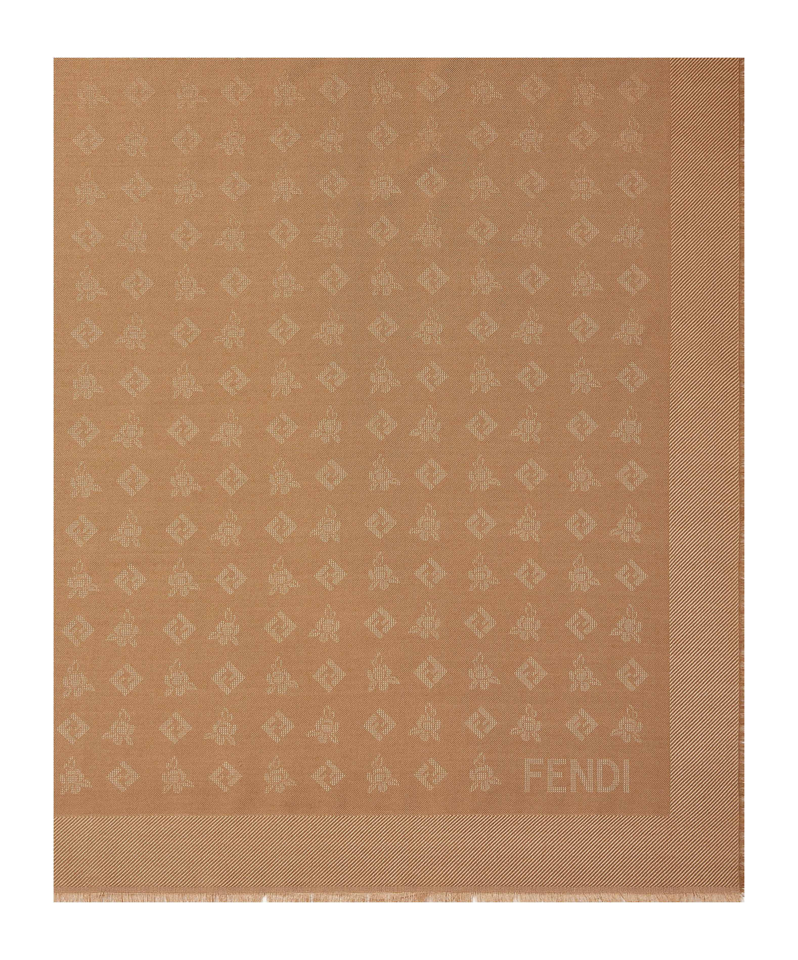 Fendi Camel Jacquard Shawl In Brown