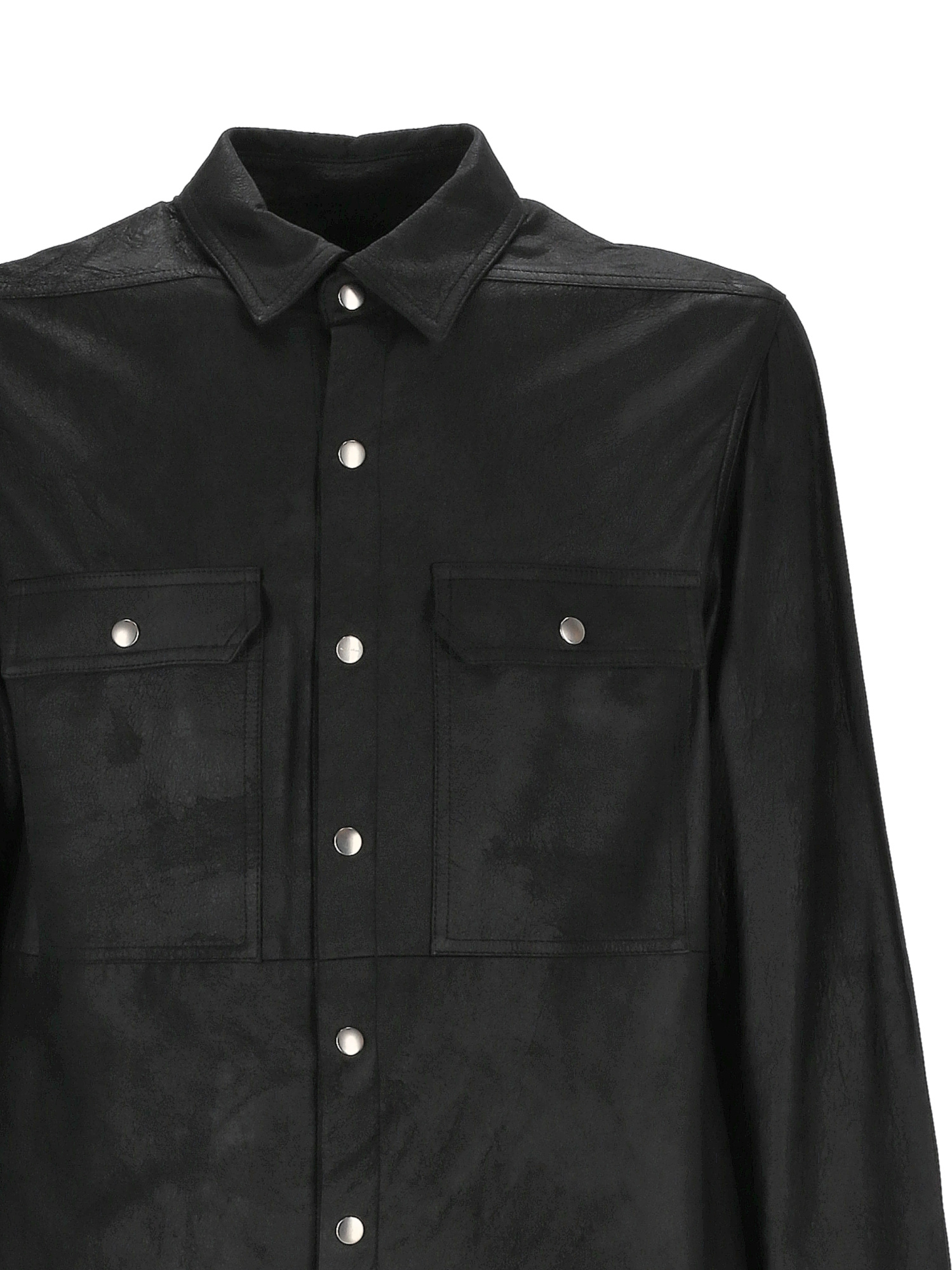 RICK OWENS LEATHER SHIRT JACKET