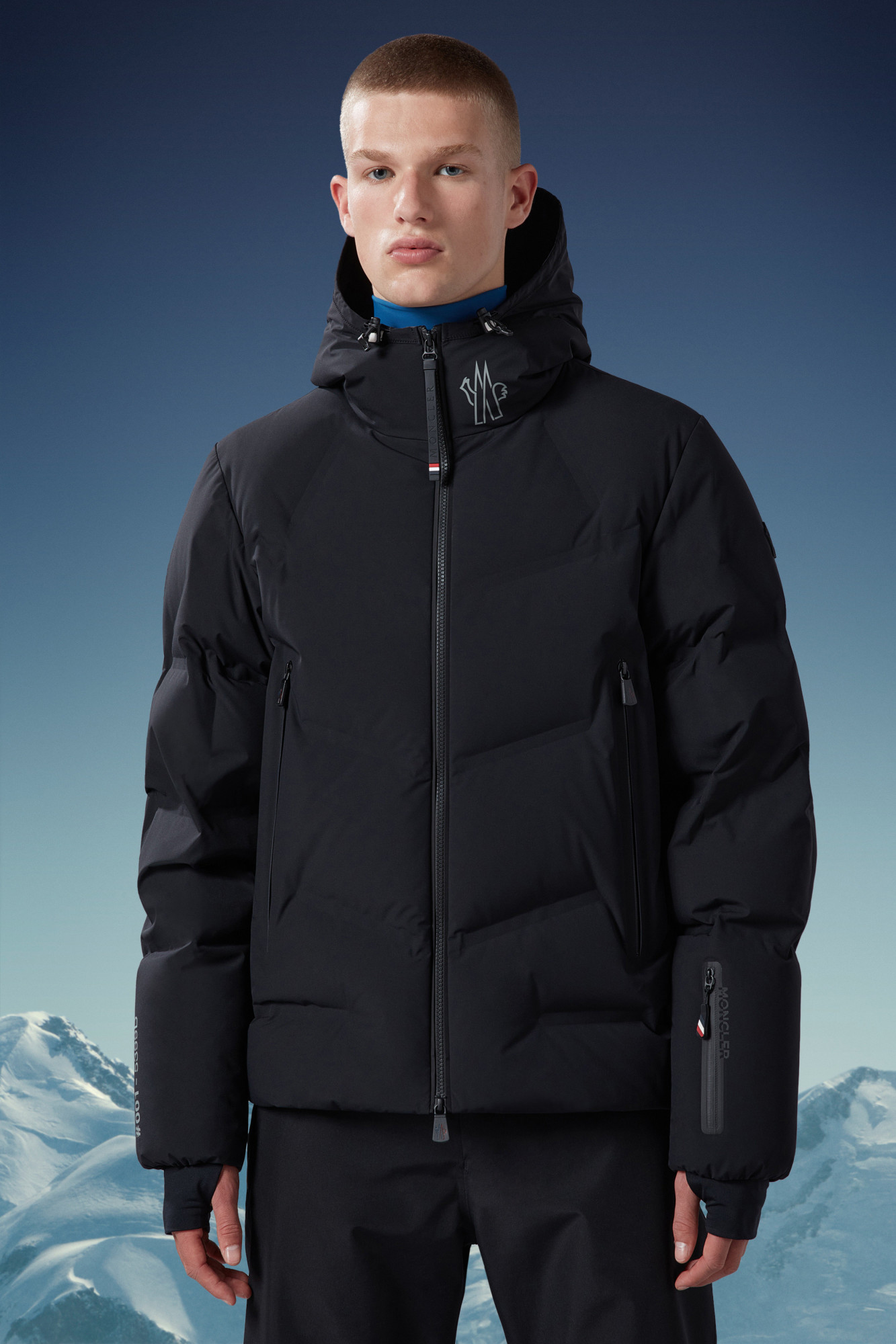 Moncler Logo-print Down Puffer Jacket In Black