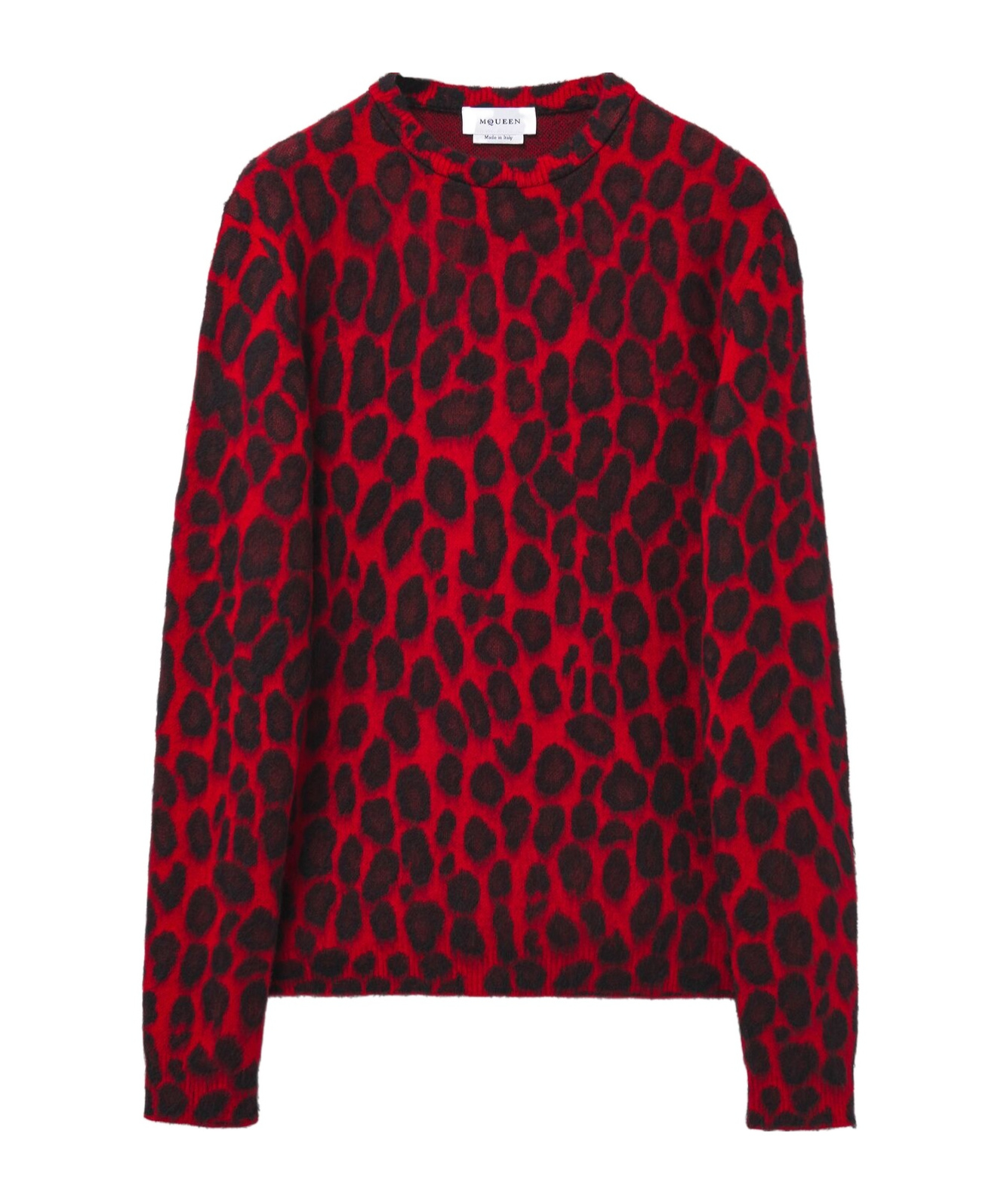 Alexander Mcqueen Wool-blend Leopard Print Sweater In Red