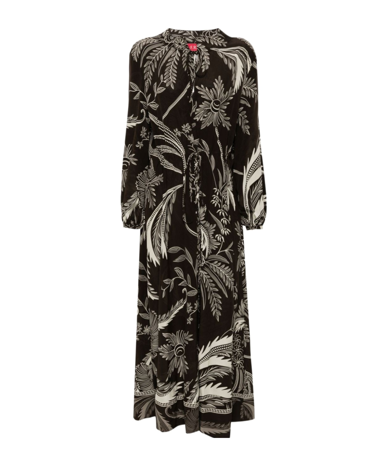 F.r.s For Restless Sleepers For Restless Sleepers Printed Silk Dress In Black