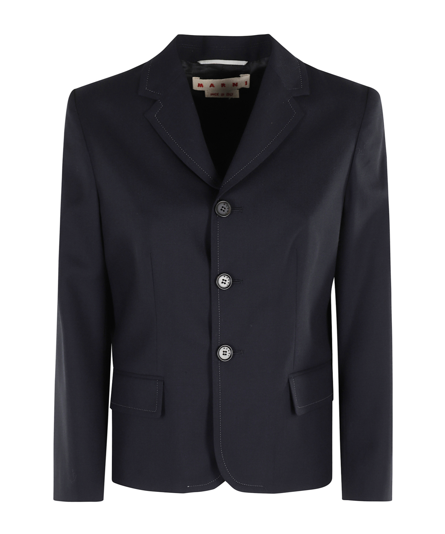 Marni Classic Blue Wool Jacket With Signature Stitching In Blue
