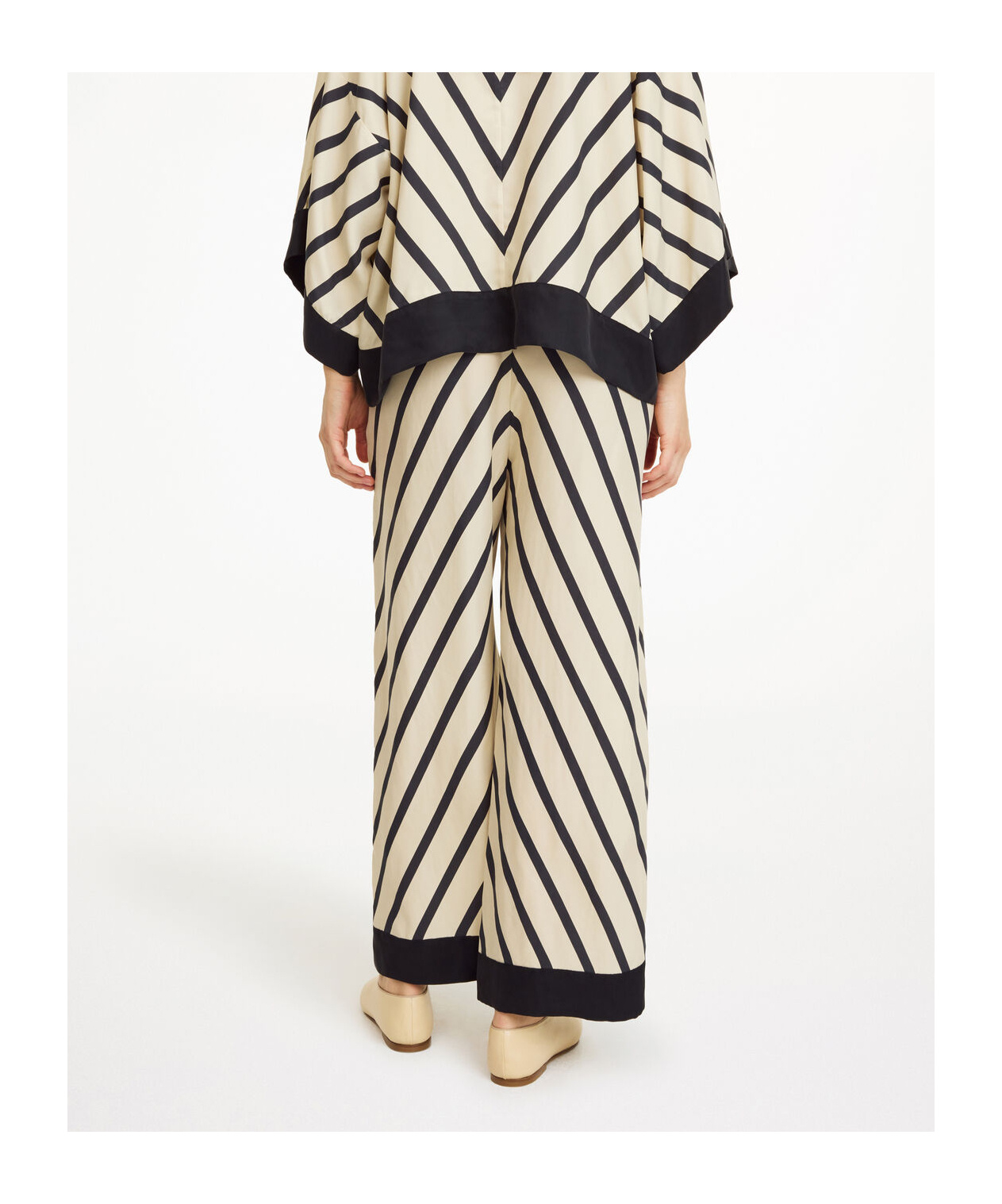 Shop By Malene Birger Striped Wide-leg Trousers In Diagonal Stripe