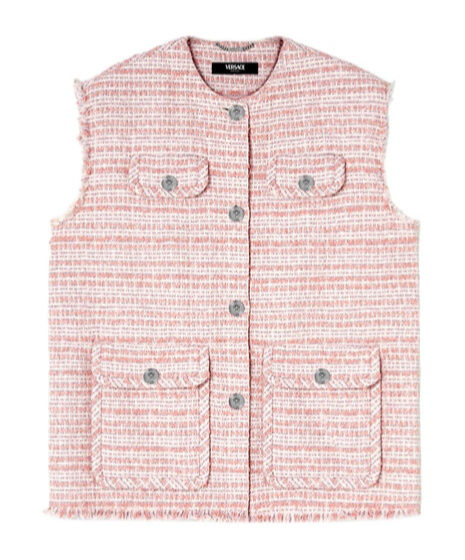 VERSACE FRAYED TWEED WAISTCOAT 