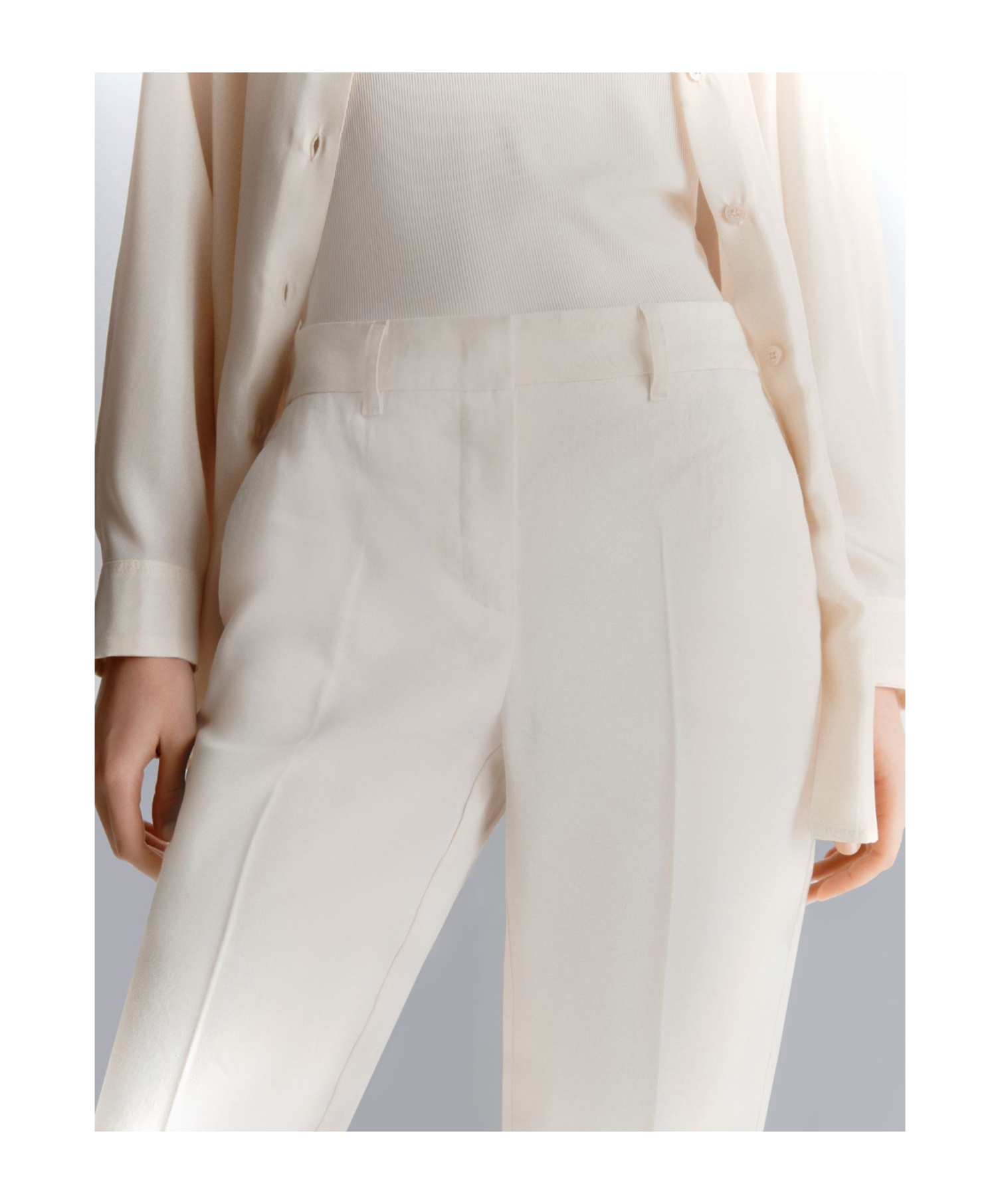 Marella Slim-fit Stretch Viscose And Linen Trousers In White