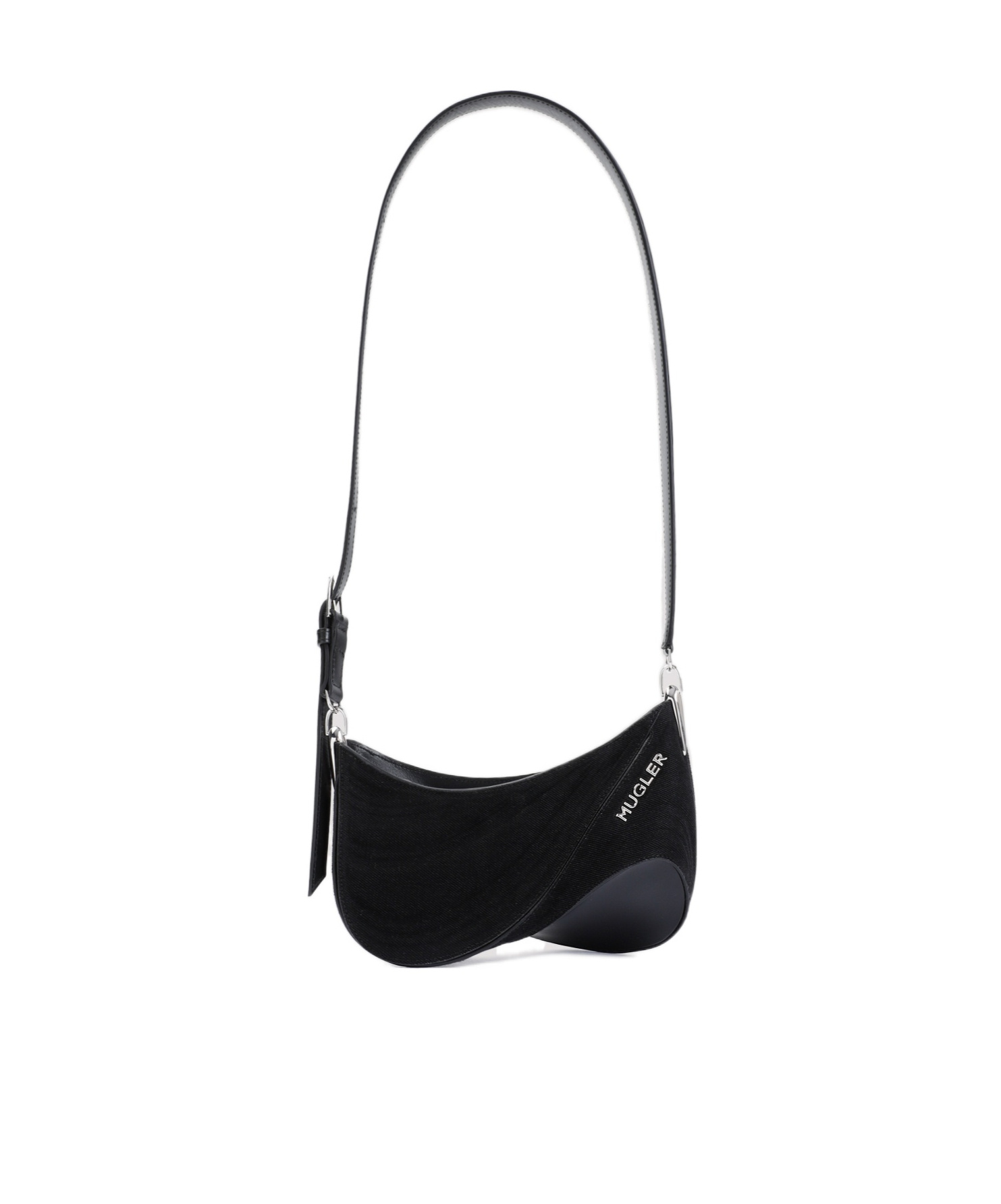 Mugler Black Spiral Curve 01 Shoulder Bag In Black
