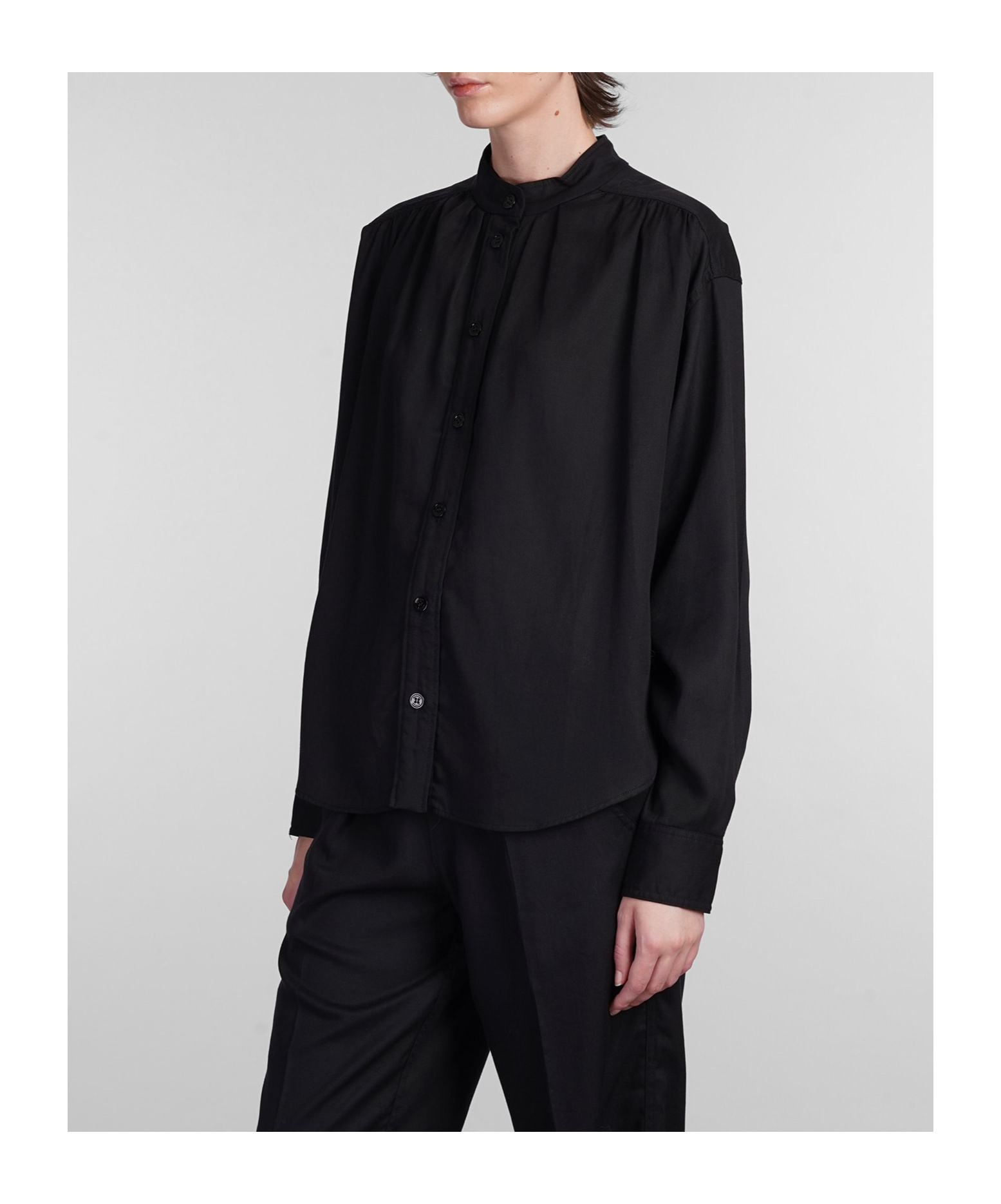 Isabel Marant Étoile Violeta Shirt In Black Wool And Polyester In Black