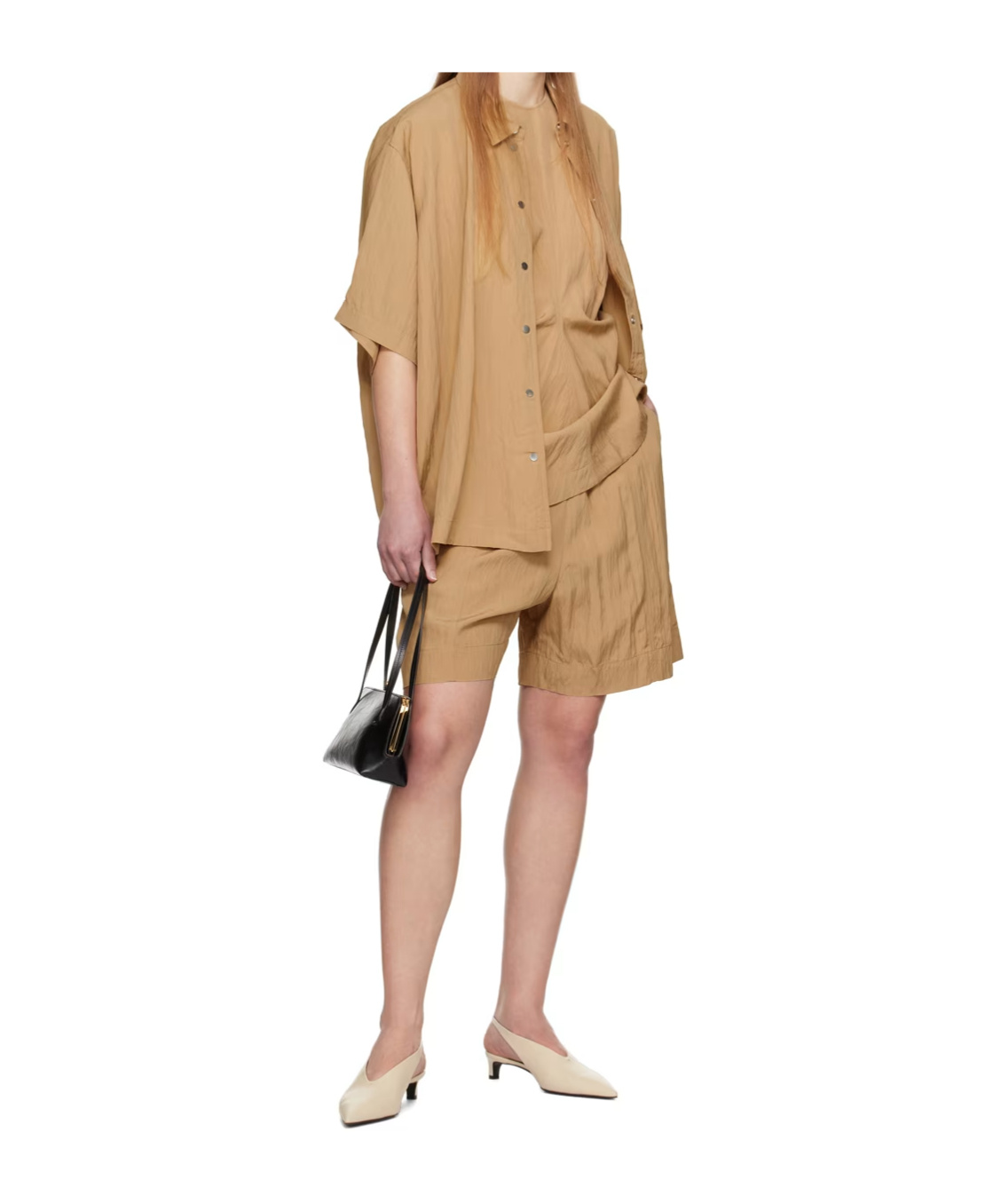 Studio Nicholson Lapel Short-sleeved Shirt In Nude