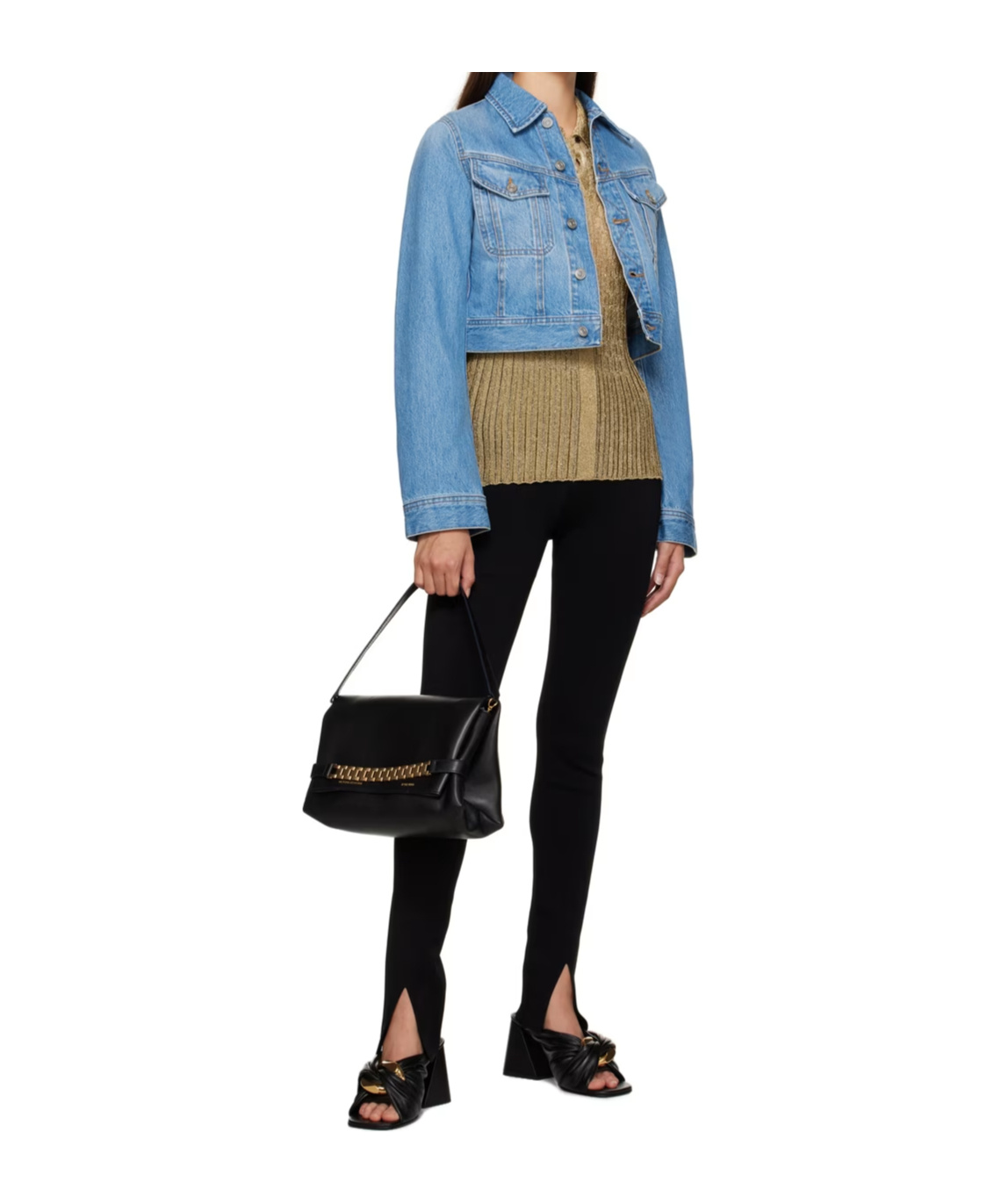 Victoria Beckham Lapel Denim Coat In Blue