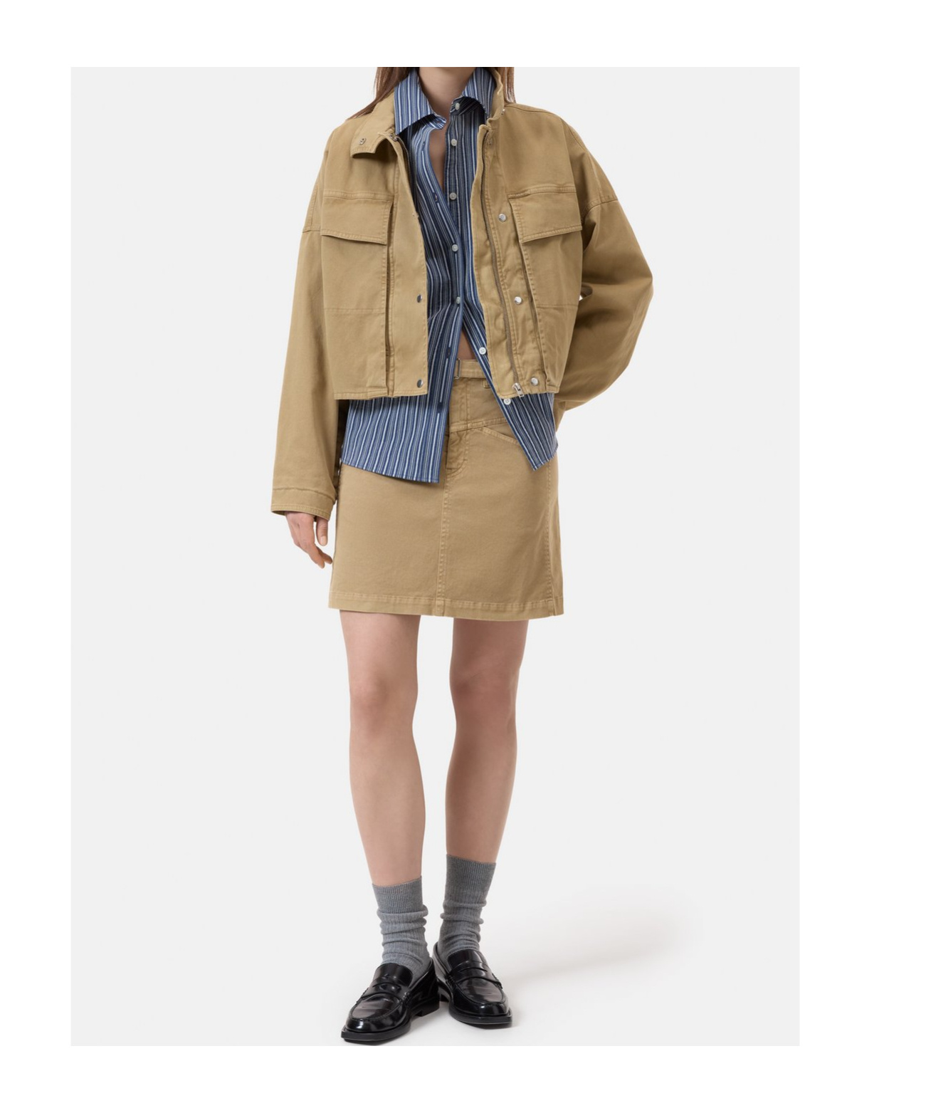 Closed Signature Stretch-cotton Twill Jacket In Brown
