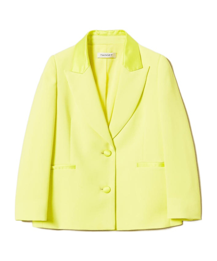 Twinset Crepe And Satin Blazer In Yellow