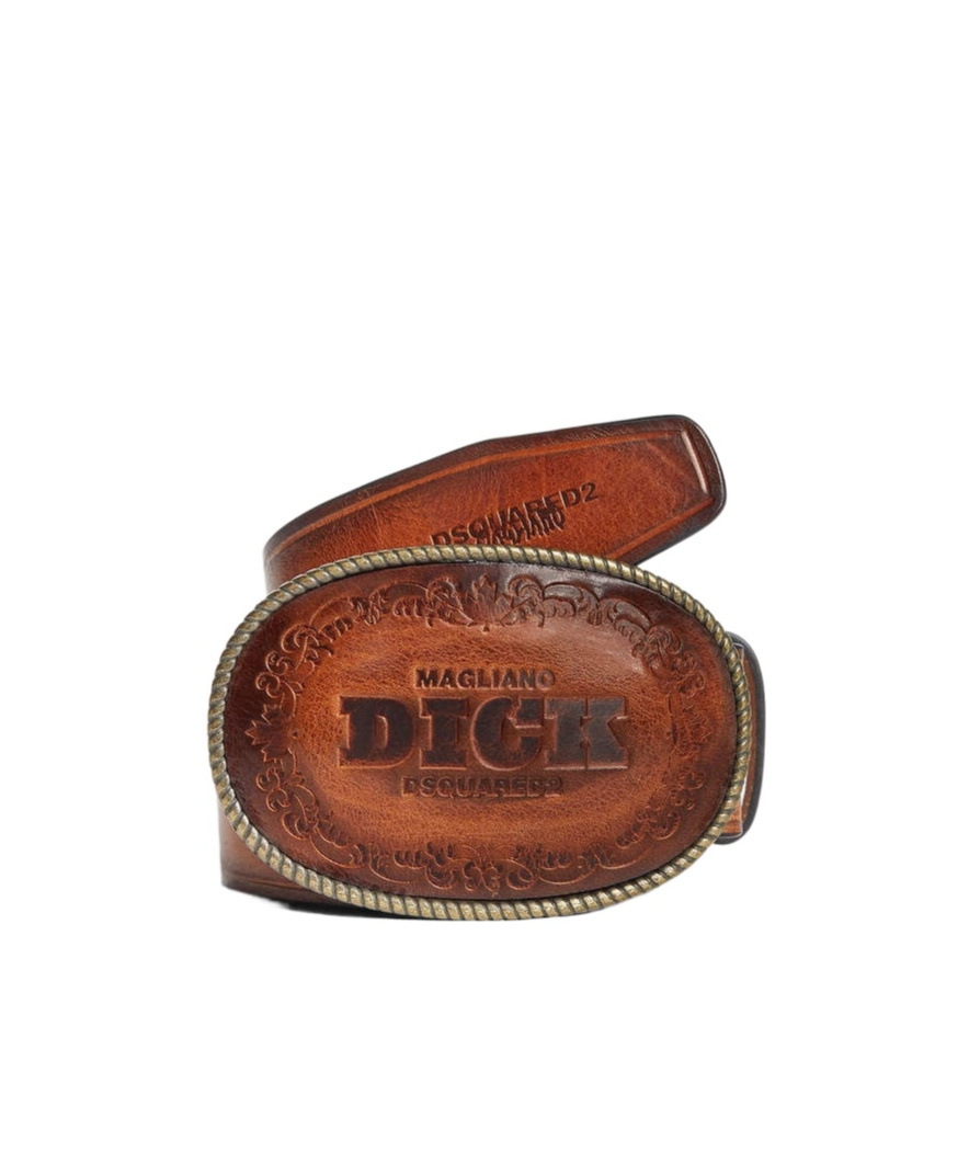 Dsquared2 Magliano X D2 Embossed Buckle Belt In Brown