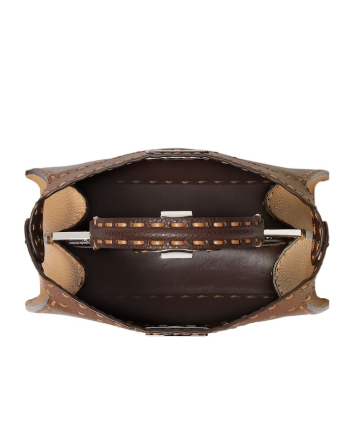 Fendi Peekaboo Iseeu Small Multicolour Sage Selleria Bag With 556 Hand-sewn Topstitches In Brown