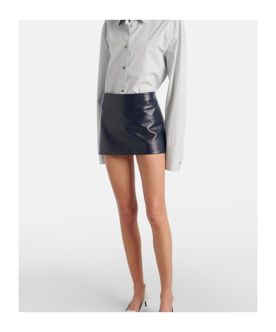 Khaite Jett Leather Miniskirt In Blue