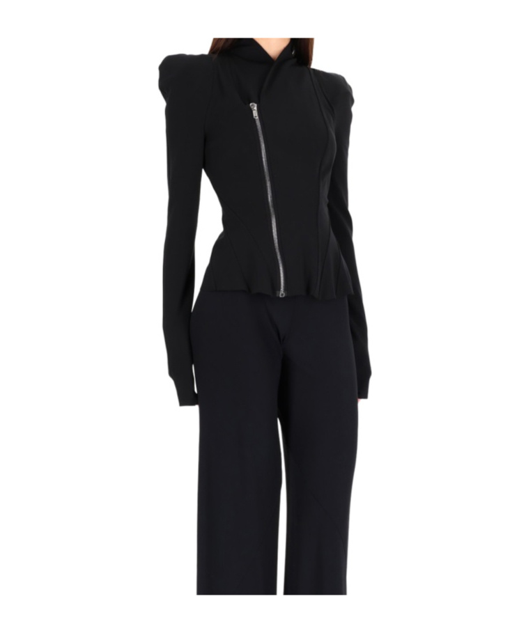 Rick Owens Lilies Princess Asymmetric Zip Jacket In Black
