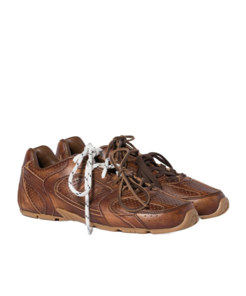 Miu Miu New Balance X  530 Sl Deco' Leather Sneakers In Brown