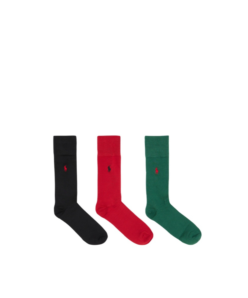 Polo Ralph Lauren Embroidery Logo Socks Three-piece Pack In Red