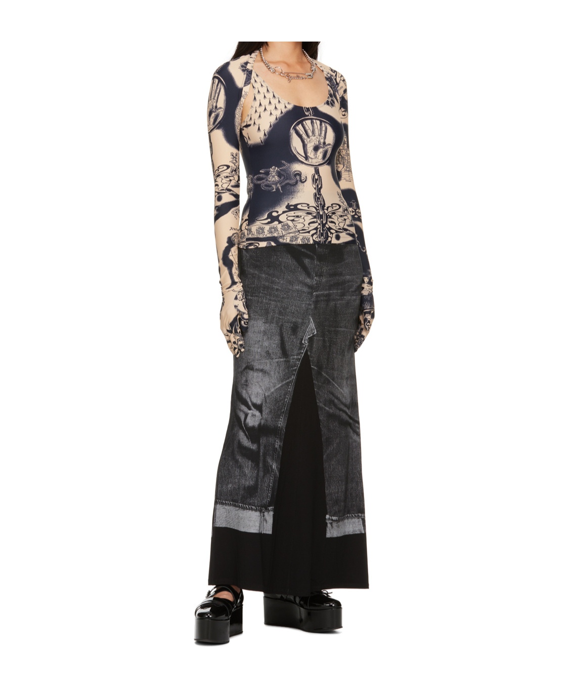 Jean Paul Gaultier Long-sleeved Cardigan In Black