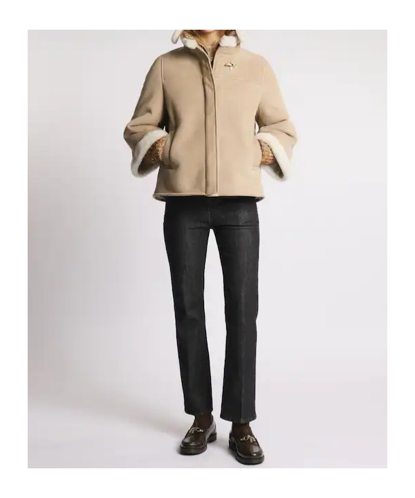 Fay Cape In Sheepskin In Brown