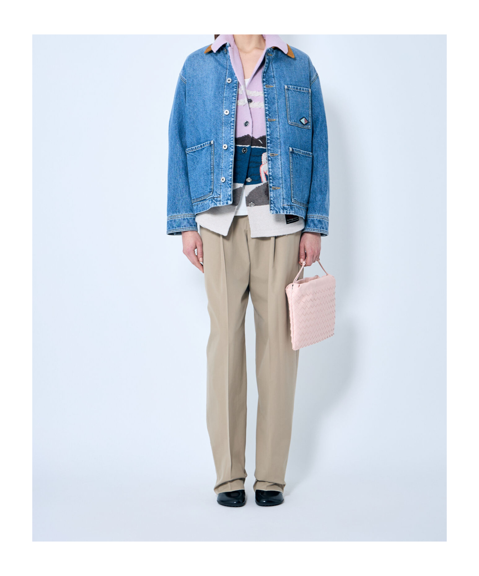 Bottega Veneta Intarsia Knit Shirt In Multicolor
