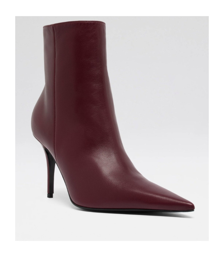 Amina Muaddi Barbara 90 Leather Ankle Boots In Burgundy