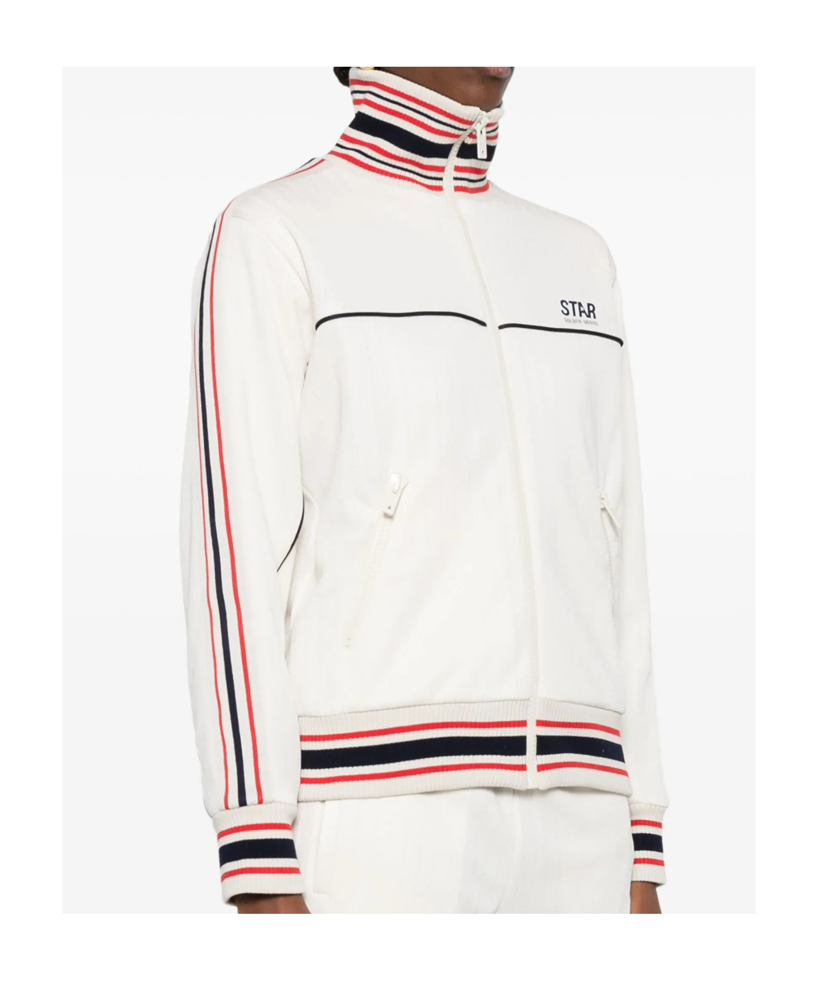 Golden Goose Track Sweatshirt With Contrasting Hem Edges In White