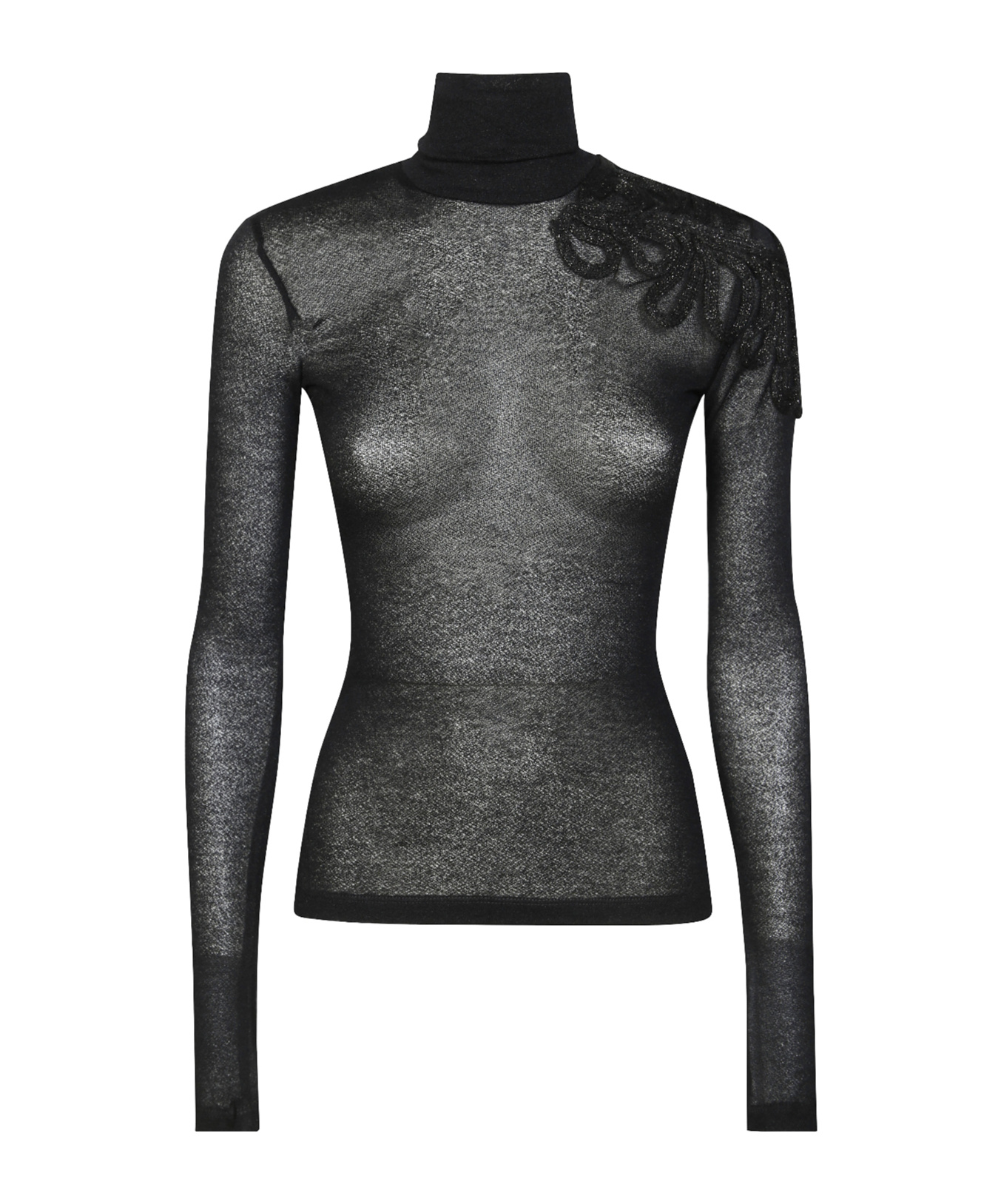 Dondup Dolcevita Embroidered-turtleneck T-shirt In Black