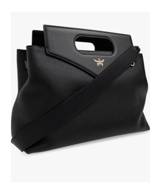 Mcm Logo Details Shoulder Bag In Black