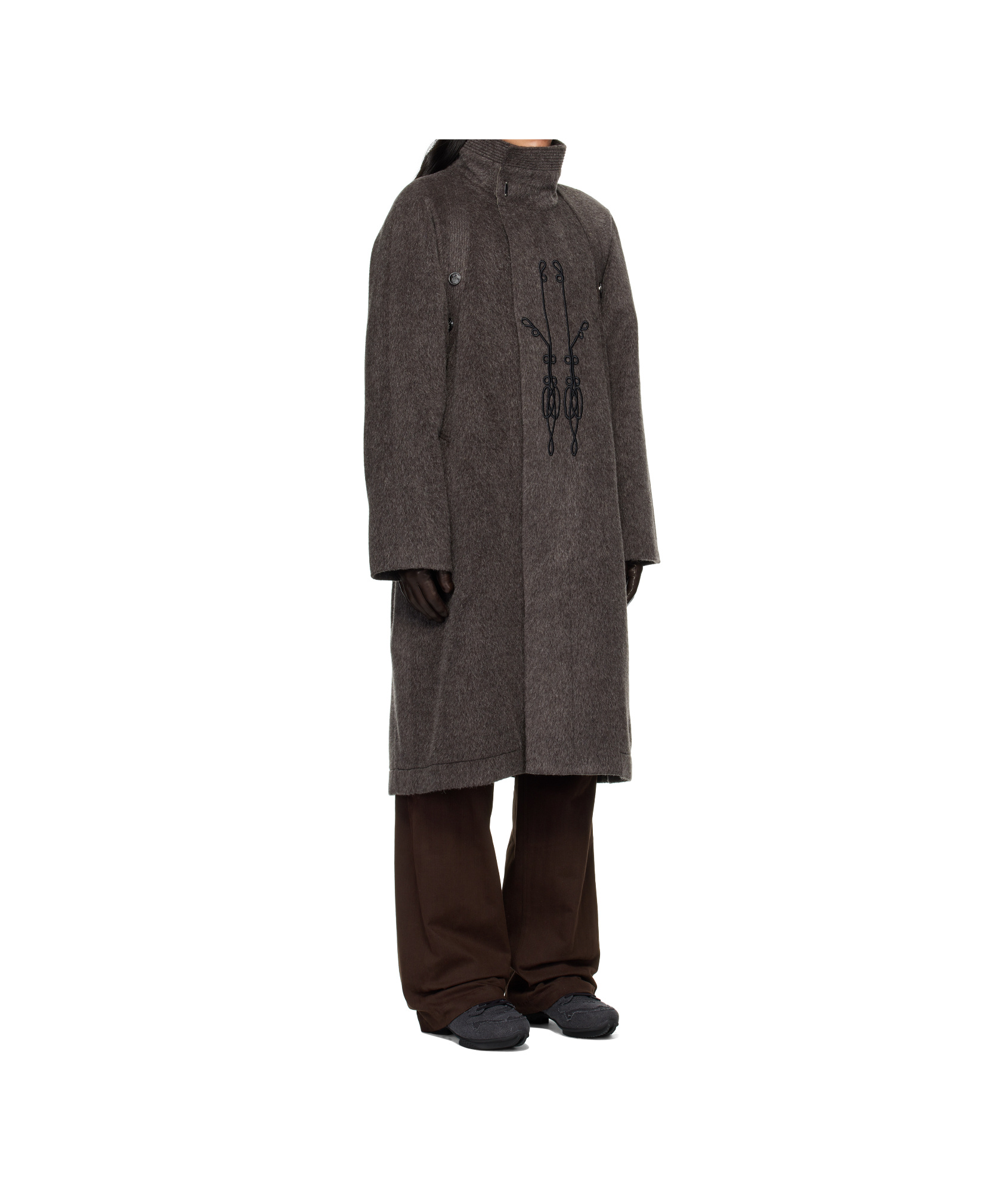 Kiko Kostadinov Stand Collar Coat In Brown