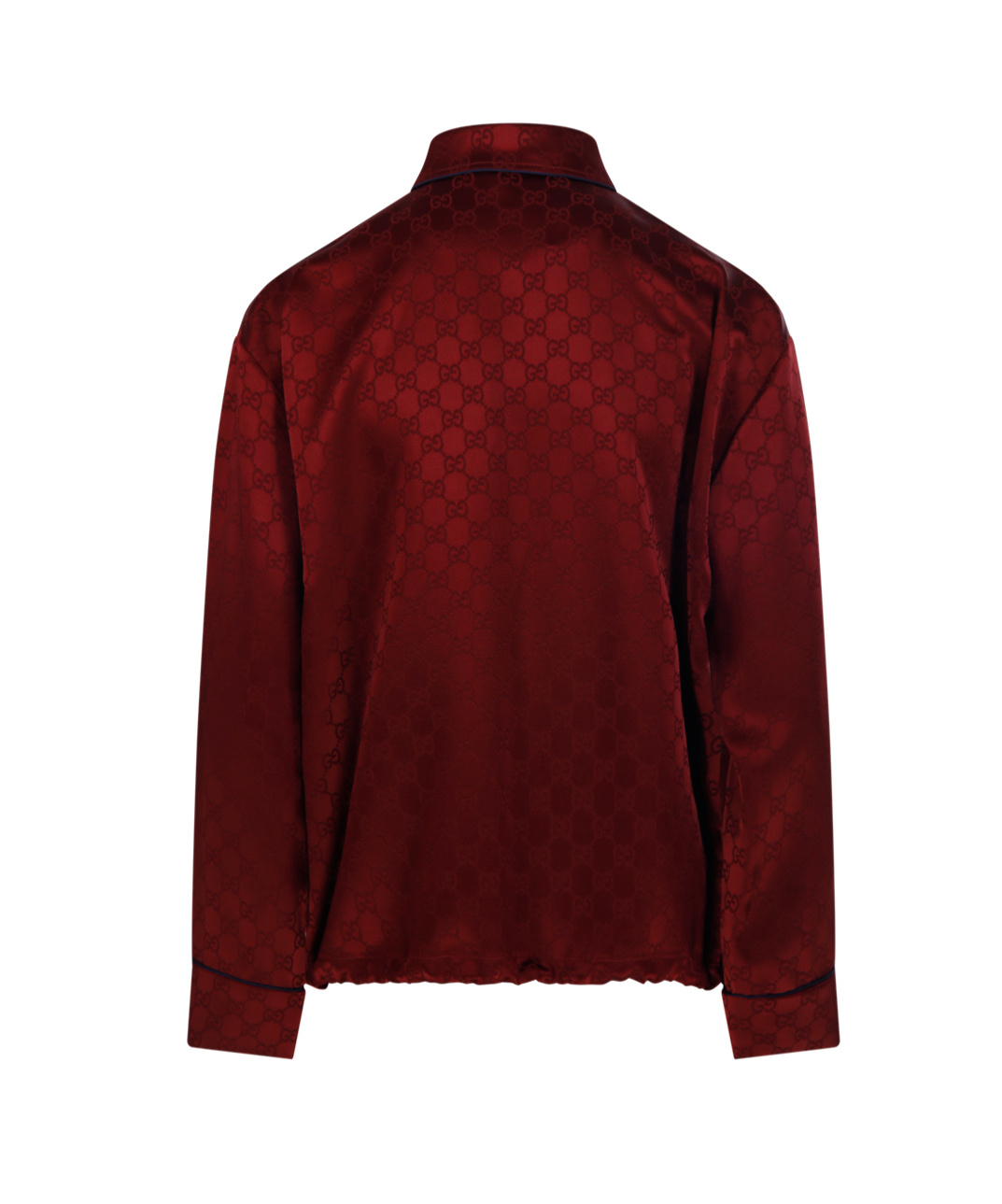 Gucci Womens Rosso Ancora Mix Monogram-pattern Drawstring-hem Satin Shirt In Red