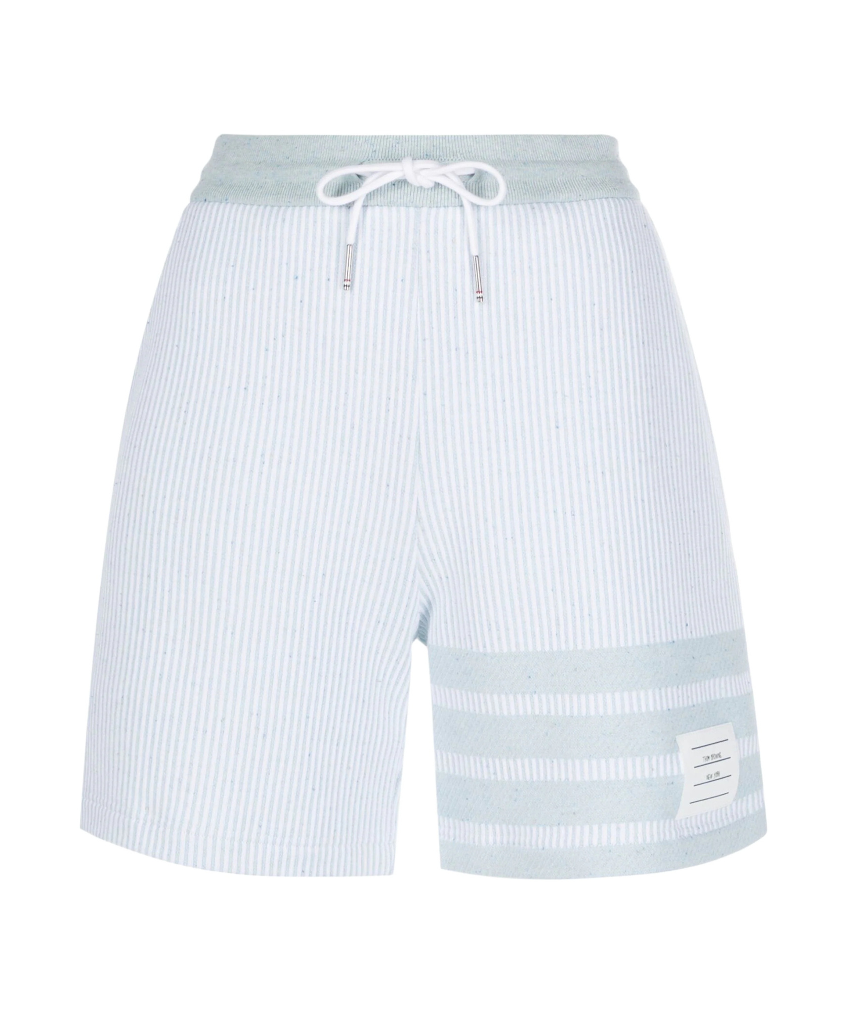 Thom Browne Light Blue Striped Cotton Bermuda Shorts Women In White