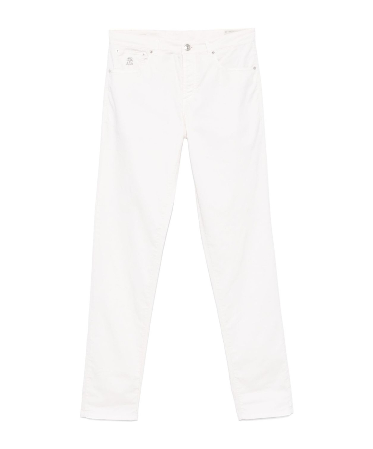 Brunello Cucinelli Straight-cut Trousers With Multiple Pockets In White
