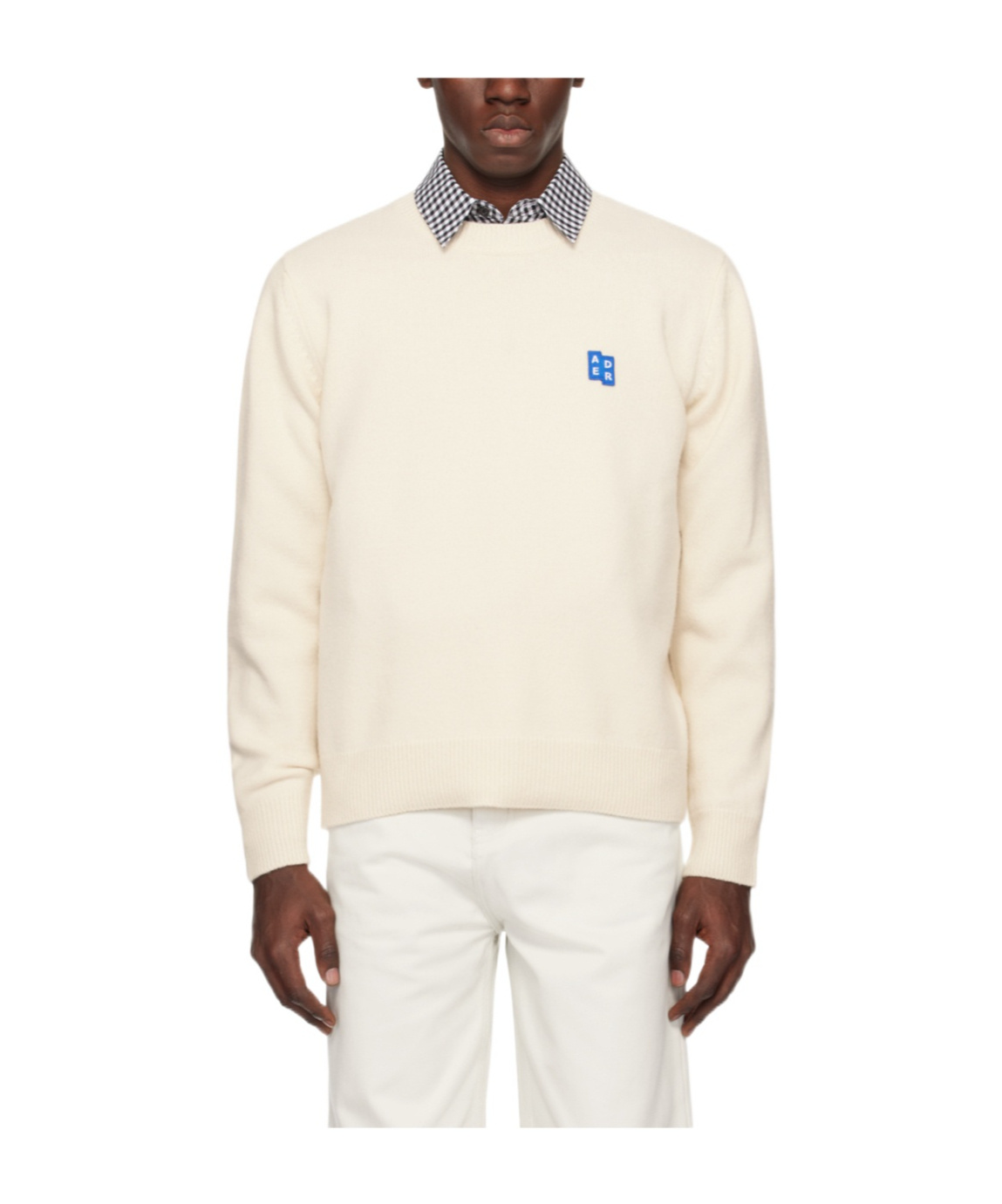 Ader Error Off-white Dropped Shoulder Sweater In White