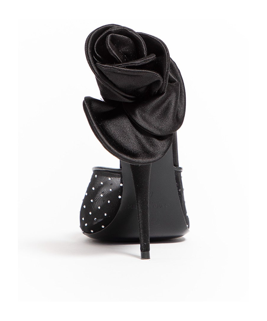 Magda Butrym Rose Crystal Mesh Mules In Black