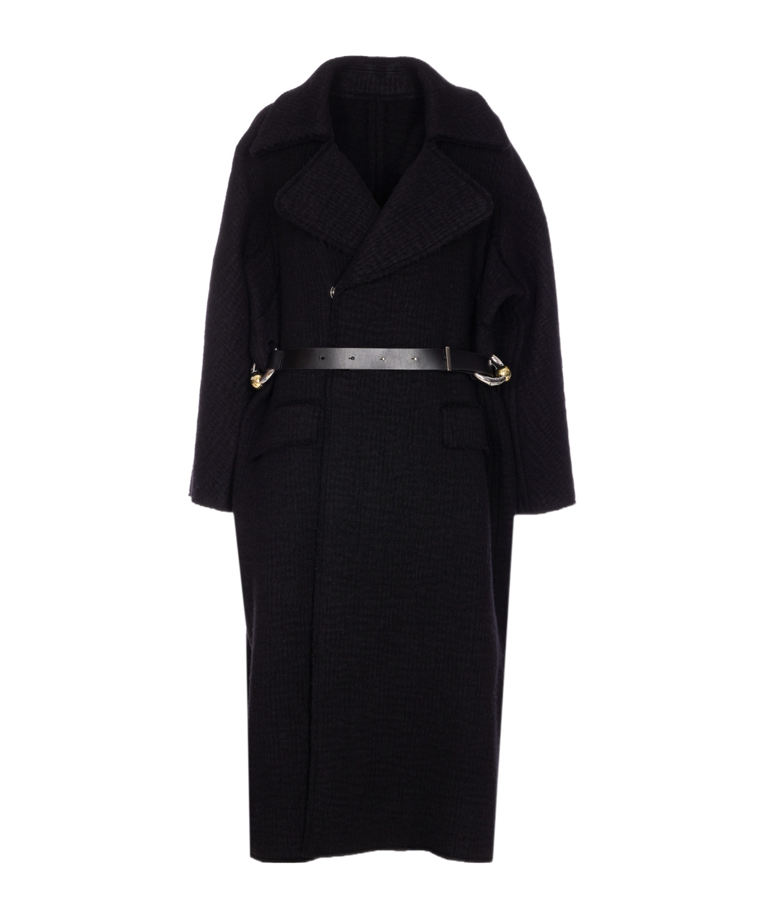 Jean Paul Gaultier Womens Black Belted Notch-lapels Stretch-wool Coat In Black