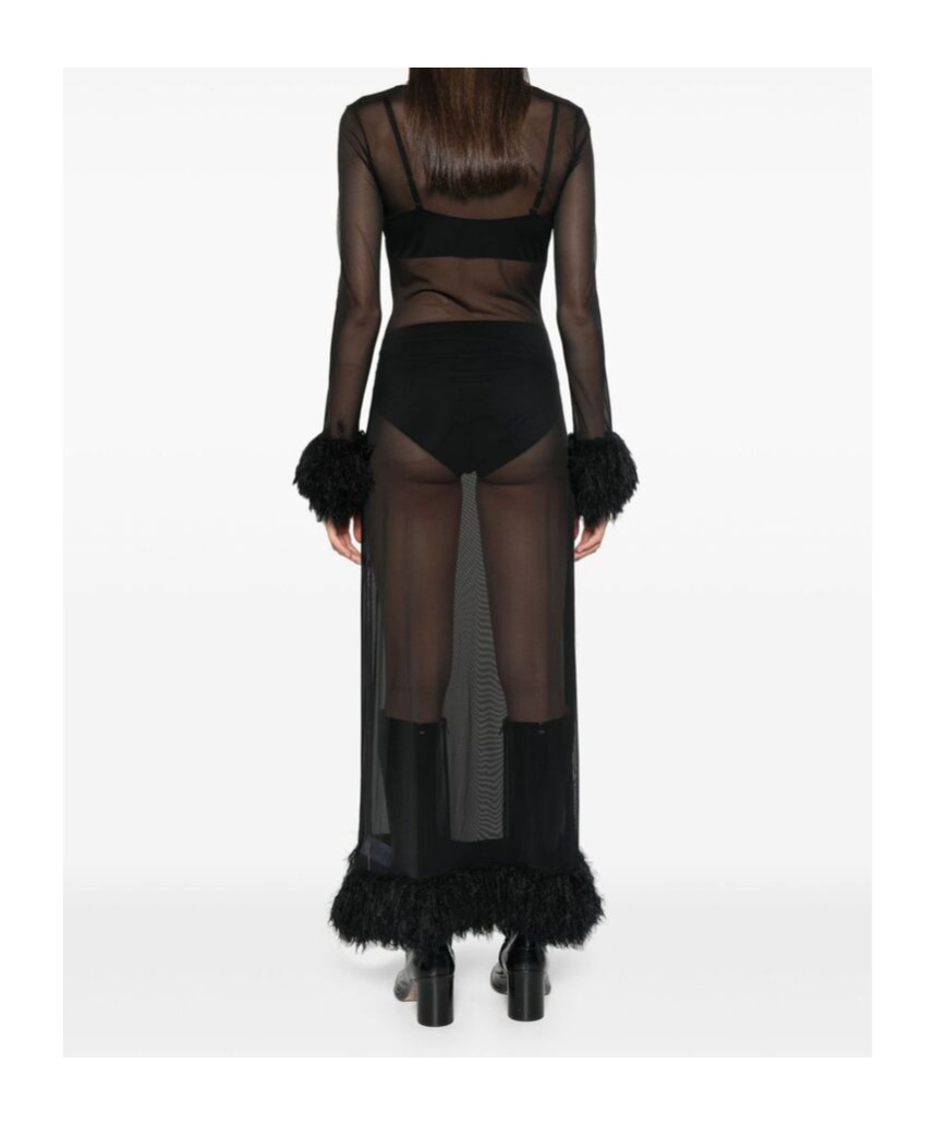 Marine Serre Semi-sheer Maxi Dress In Black