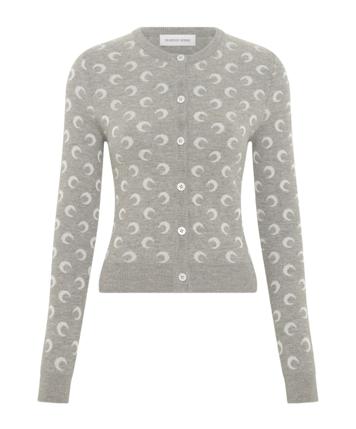 Marine Serre Crescent Moon Pattern Knit Cardigan In Gray