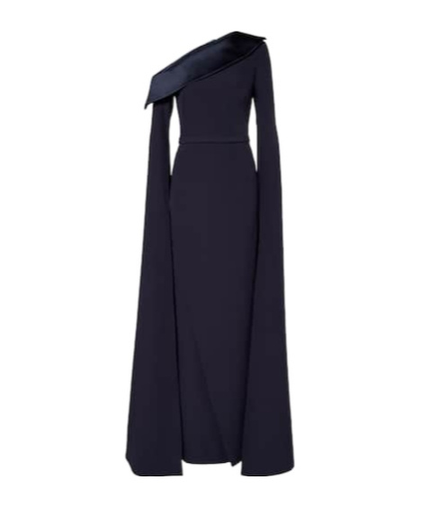 Safiyaa London Rinoa Caped Crépe Gown In Black