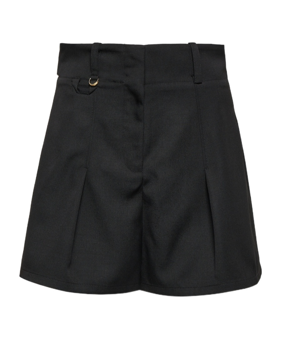 Jacquemus Le Short Bari Pleated Wool Shorts In Black