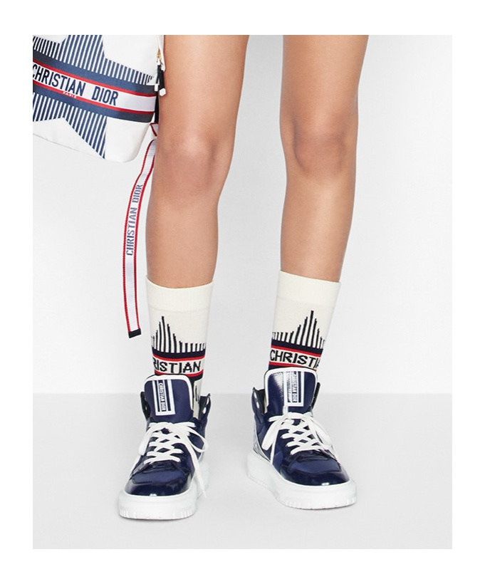 Dior Rib Logo Socks In White