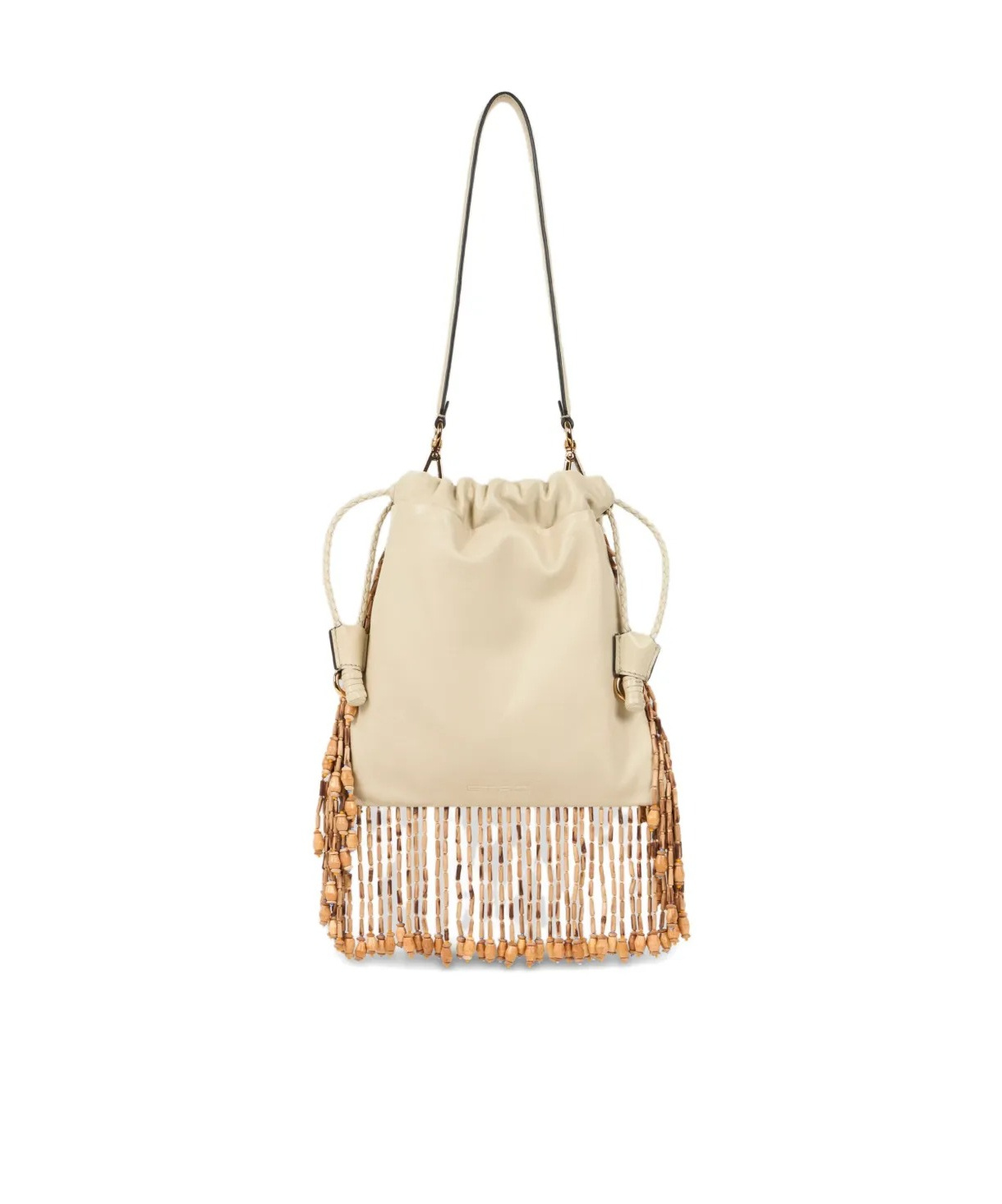 Etro Small Leather Kalispera Bag With Beads And Fringing In Pattern