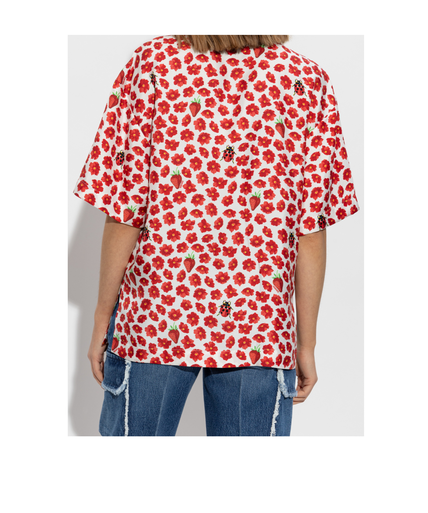 Versace Floral Garden Collared Shirt In Red