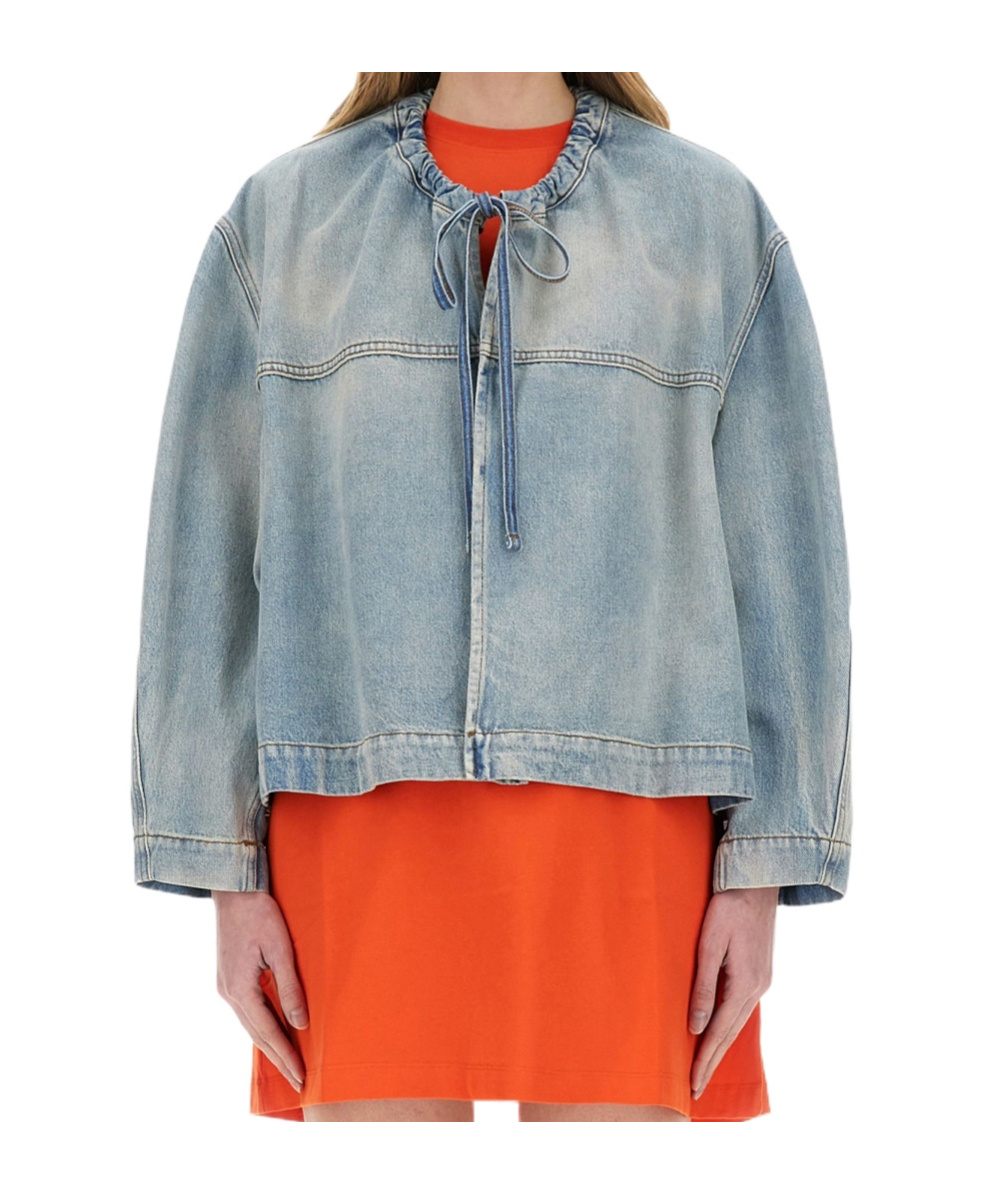 Msgm Relaxed-fit Oversized Denim Jacket In Gray