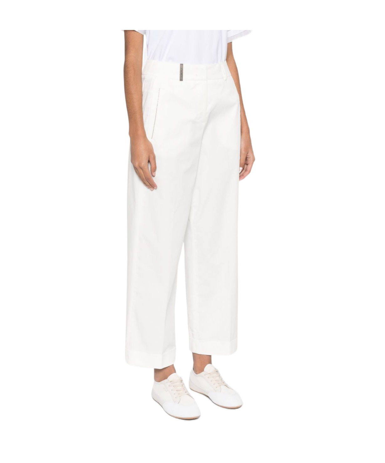 Peserico Pressed-crease Trousers In White