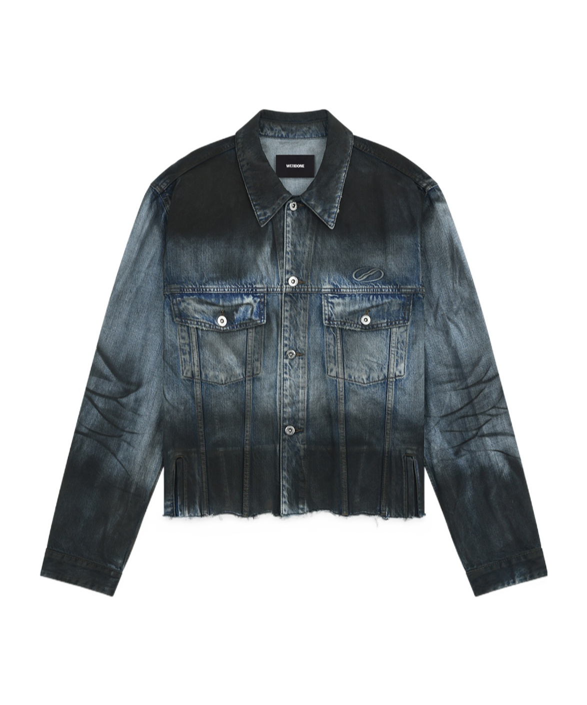 We11 Done Sprayed Sporty Selldone Denim Jacket In Blue