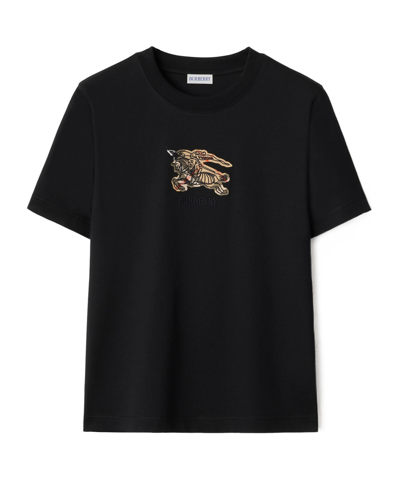 Burberry Ekd Check Cotton T-shirt In Black