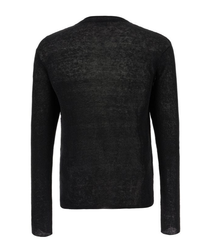 Ferragamo Sheer Fabric Ribbed Texture Long Sleeves In Black