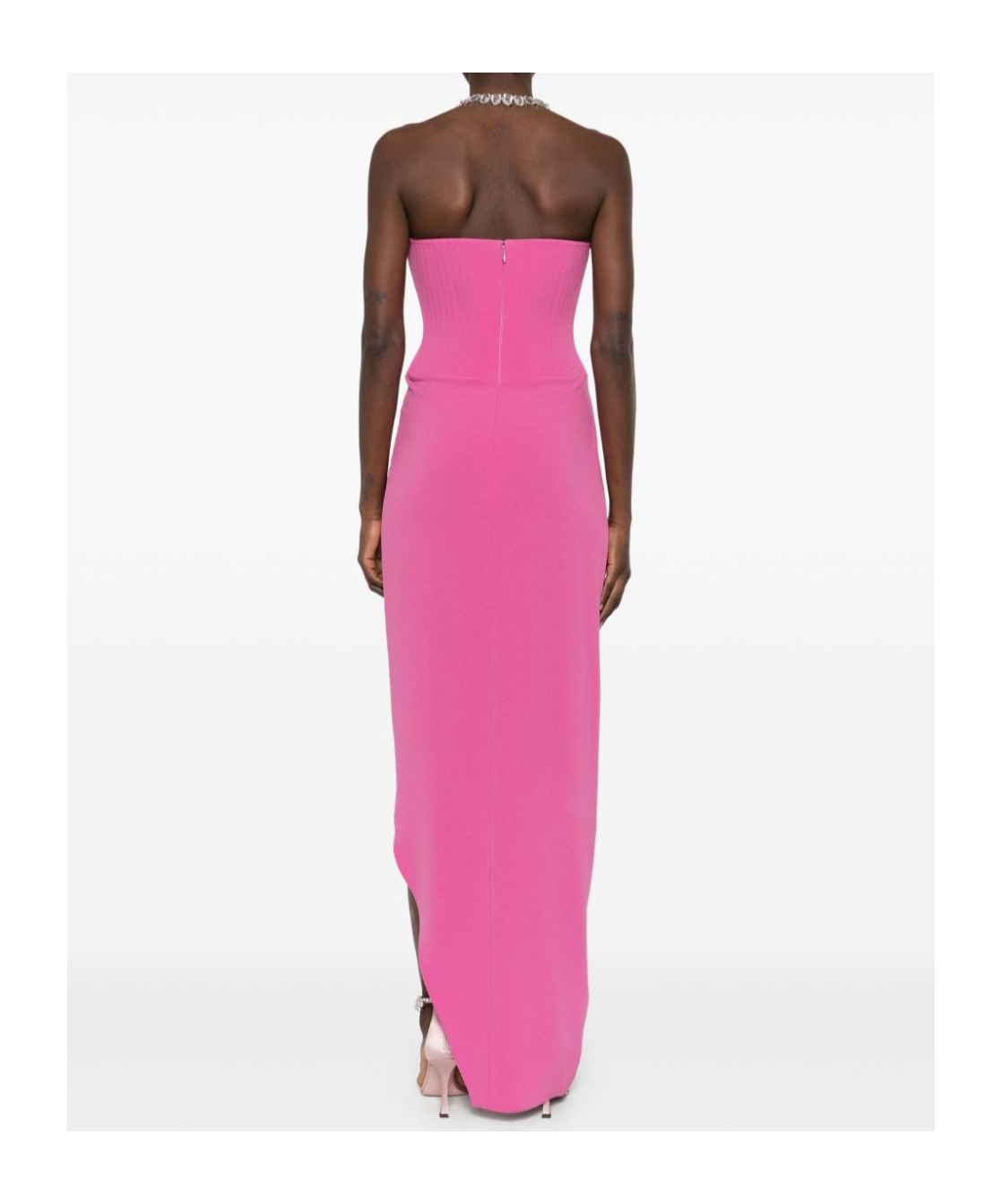 Alex Perry Strapless Corset Asymmetrical Maxi Dress In Pink