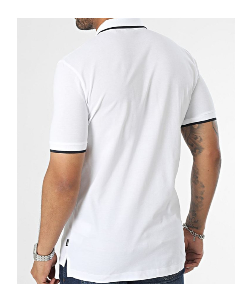 Hugo Boss Logo-embossed Cotton Polo Shirt In White