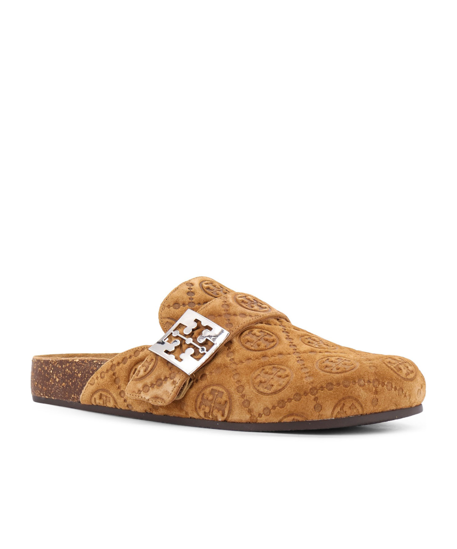 Tory Burch T Monogram Mellow Jacquard Suede Mule In Brown